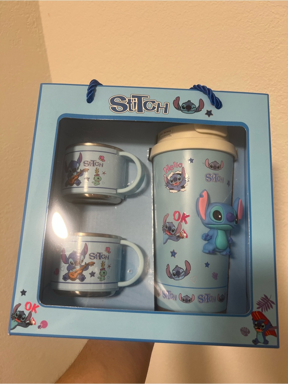3 Piece Blue Travel Mug & Cups Gift Set FLAW